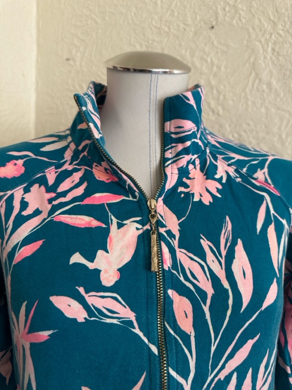 Lilly Pulitzer Skipper Popover Tidal Wave It’s Prime Time Teal Pink Quarter Zip - Picture 3 of 10